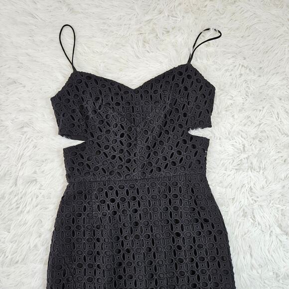 Revolve NICHOLAS Women's Black‎ Sleeveless Eyelet Side Cutout Midi Dress. Size 2 - Picture 3 of 9